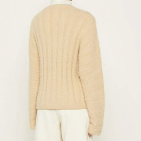 Oak and Fort Fuzzy Sweater V-neck Brushed Knit Black pullover fluffy Size XS - Picture 16 of 16